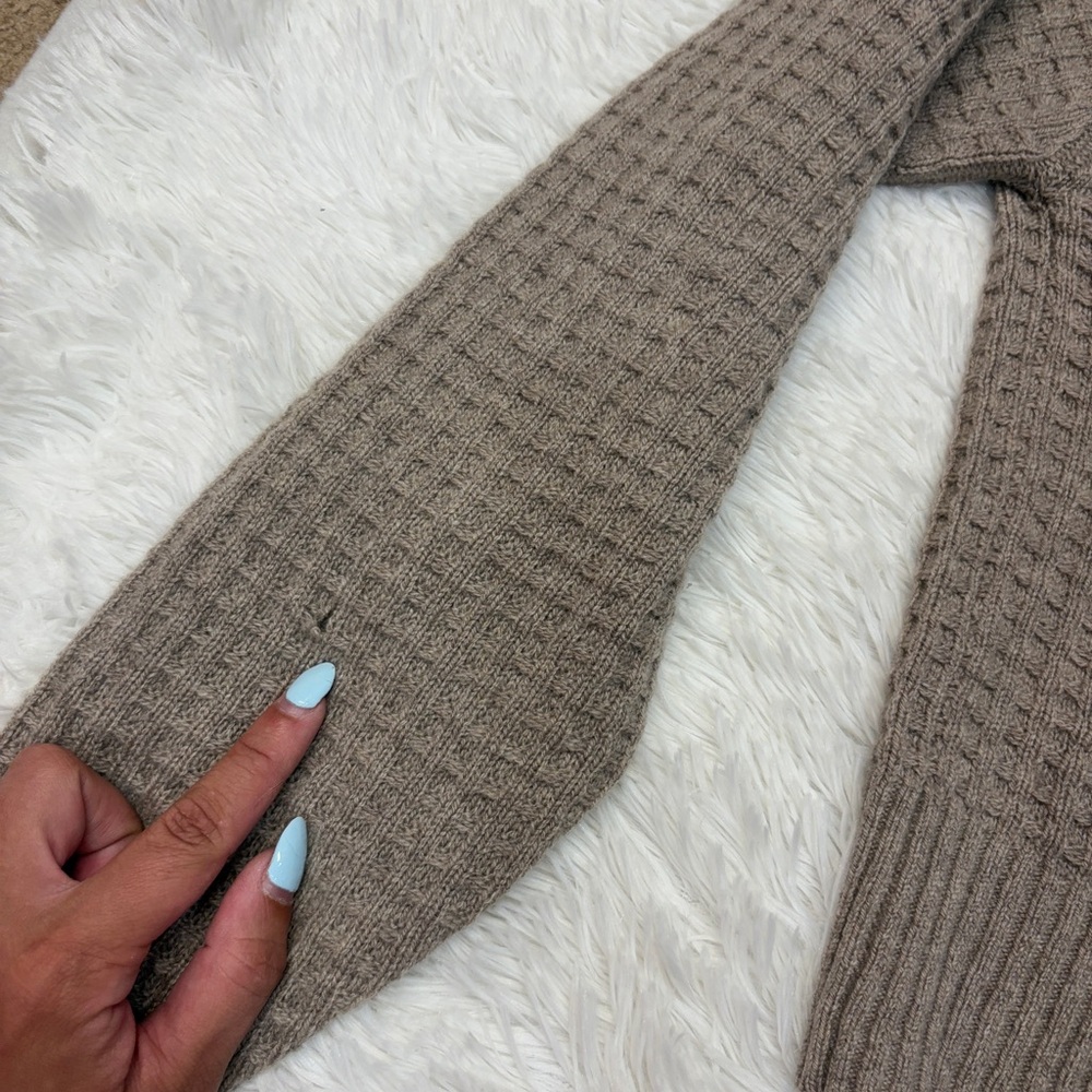Everlane The Belgian-Waffle Recycled Cashmere Pocket Pullover Sweater Tan Cream - Picture 4 of 7